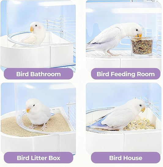mini&moe Bird Bath for Cage, 4 in 1 Multifunction Birds House/Bath/Litter - Image 2