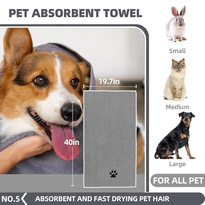 6-in-1 Grey Pet Grooming Kit: Hair Brush, Washing Gloves, Slicker Brush - Image 6