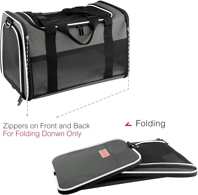 Cat Carrier - Portable Foldable Dog Pet Carrier, Soft-Sided Pet Bag up to 22 Lbs - Image 7
