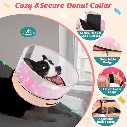 Inflatable Dog Cone with Anti-Licking Clear Shield, Protective Dog Donut Collar - Image 2