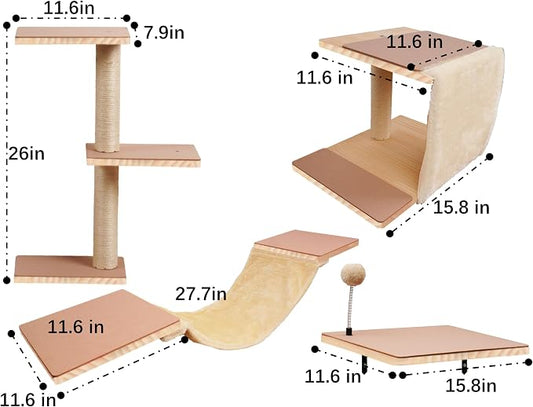 Cat Shelves for Wall,Solid Wood Cat Wall Furniture - Image 2