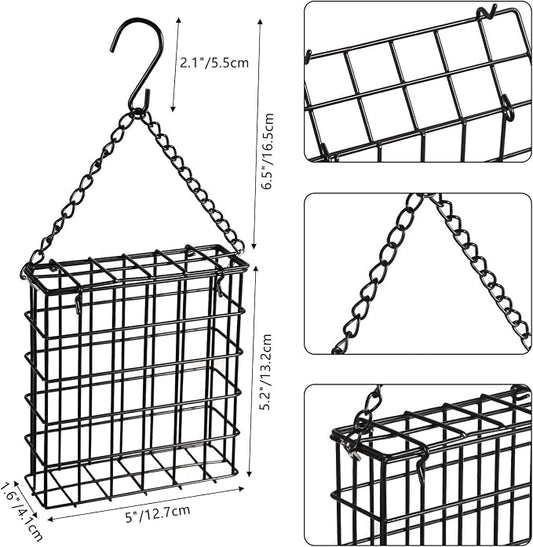 2Pcs Outdoor Suet Cage Bird Feeder, Wild Bird Feeder, Single Suet Cake Capacity - Image 2