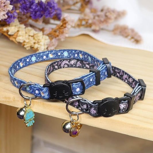 Cat Collar Breakaway, 2 Pack Cotton Cats Collars - Image 2
