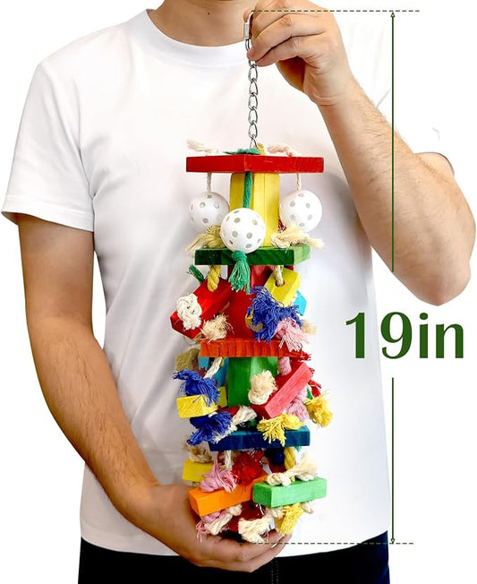Bird Toys for Parrots, Parakeet Toys Natural Woode Parrot Toy for Large Medium - Image 2