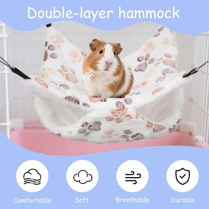 4 Pack Small Animal Hammock, 11.4x11.4 Inch Guinea Pig Rat Ferret Hanging Bed - Image 7