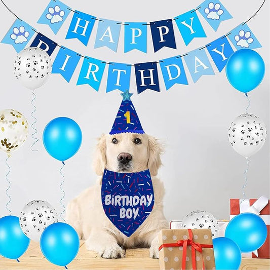Dog Birthday Bandana Set, HBD Party Supplies - Image 2