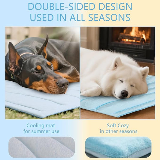 BECEMURU Dog Cooling Mat in Summer & Plush Warm Blanket in Winter, 2-Sided - Image 2
