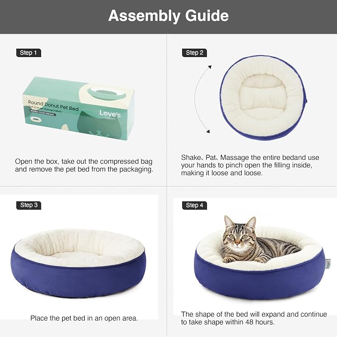 Love's cabin Round Donut Cat and Dog Cushion Bed, 20in Pet Bed - Image 9