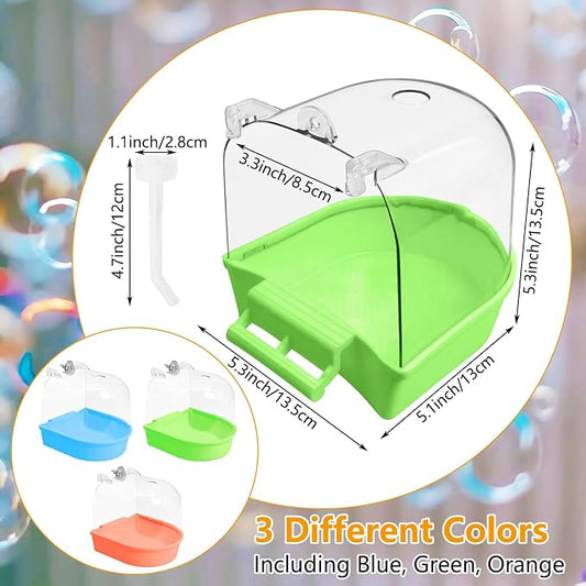 Tfwadmx 3Pcs Bird Bath for Cage Hanging Parakeet Bath Box Clear Bird Bathtub - Image 2