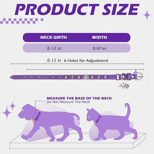 EXPAWLORER Leather Cat Collar for Girl Boy- Adjustable Pet Collar - Image 2