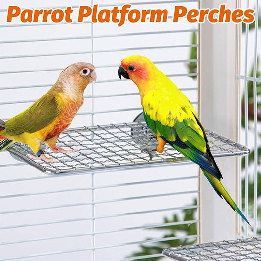 BNOSDM 2 Pack Bird Perch Platform Stainless Steel Birds Perches Parrot Shelf - Image 2