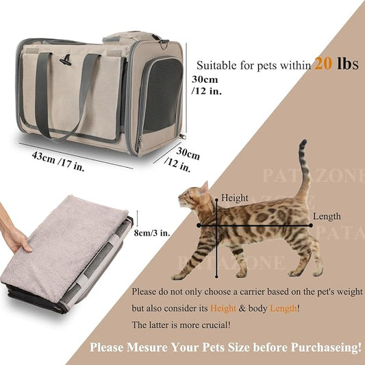 Small Dogs Carriers Airline Approved Khaki Softside Cats Carrier Travel Bag - Image 2