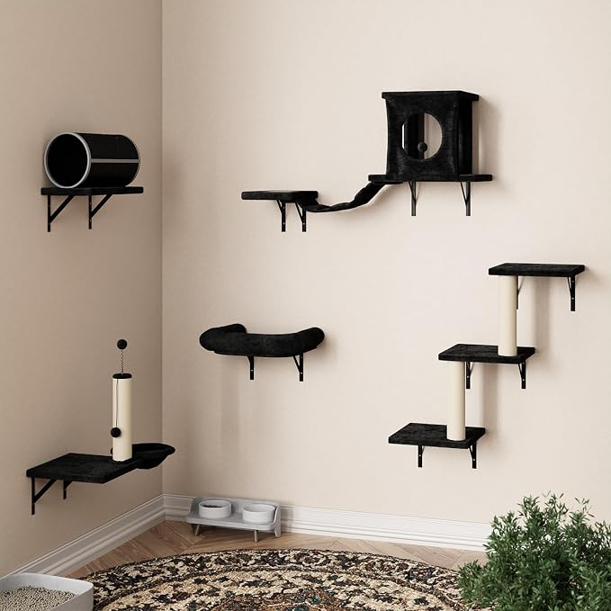 NUNU LAB Cat Wall Shelves Set, Scratching Post, Wall Shelves - Image 7