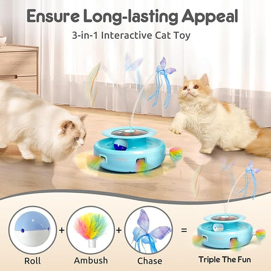 ORSDA Cat Toy, 3-in-1 Automatic Interactive Electronic Moving Ambush Feather - Image 2