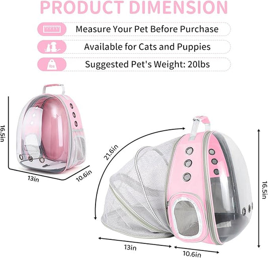 Cat Backpack Carrier, Back Expandable Pet Backpack - Image 2
