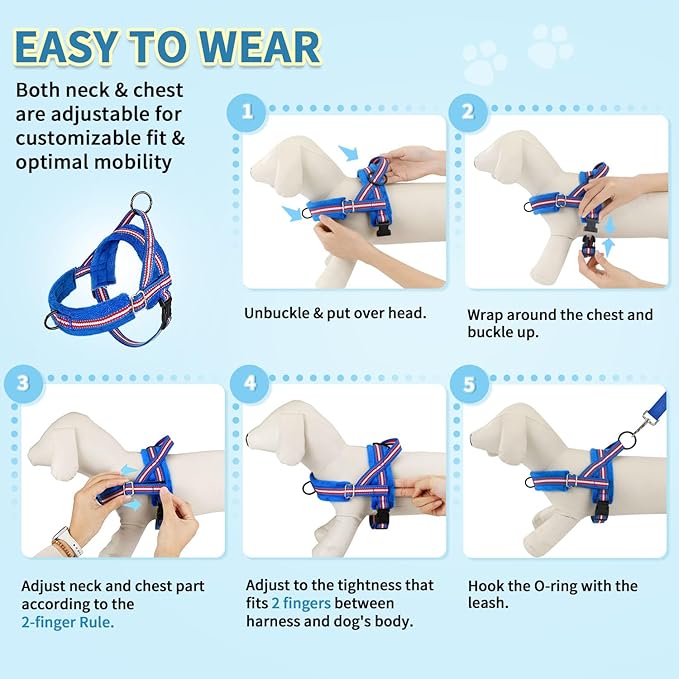 SlowTon No Pull Small Dog Harness and Leash Set, Puppy Soft Vest Harness Neck & - Image 9