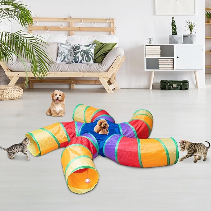 Depets Cat Tunnel for Indoor Cats, 5 Way Large Cat Play Tunnel & Tube - Image 6