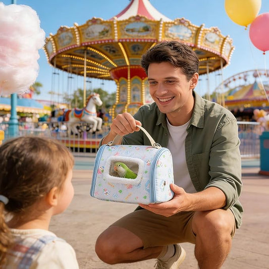 Portable Bird Travel Carrier, Transparent Window Visibility, 23.5x18x16cm - Image 2