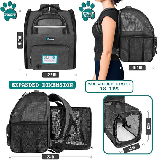 PetAmi Dog Cat Backpack Carrier, Expandable Pet Carrier Backpack - Image 2