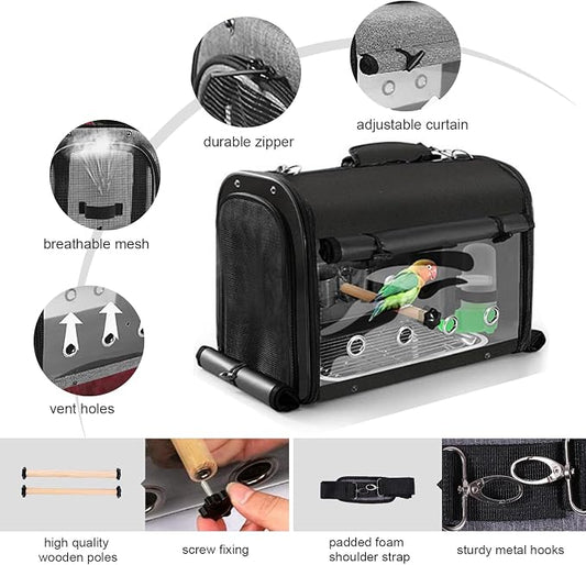 Sanmoncare Bird Carrier Bag Cockatiel Travel Cage - Image 2