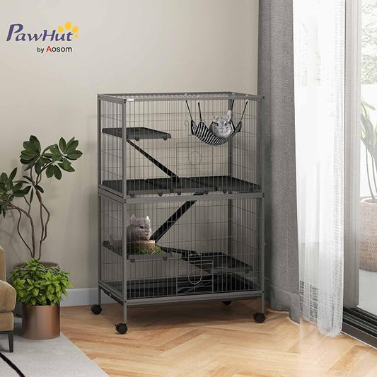 PawHut 50" 5-Tier Small Animal Cage, Ferret Cage, Large Chinchilla Cage - Image 2