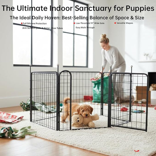 Puppy Playpen Indoor/Outdoor, 6 Panels Dog Pen Play Pen - Image 2