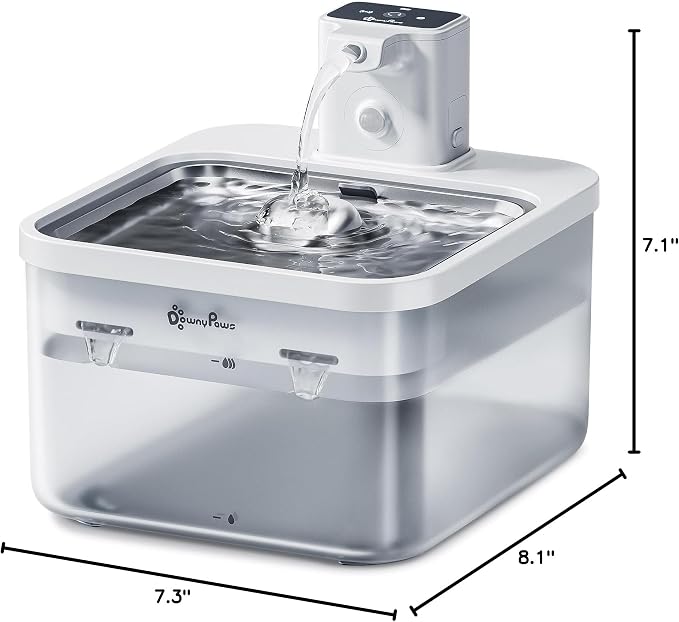 DownyPaws Battery Operated Cat Water Fountain Stainless Steel, 84oz/2.5L - Image 10