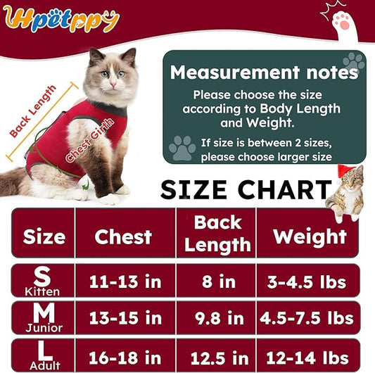 Cat Recovery Suit for Spay Abdominal Wounds, Kitten Onesie Bodysuit for Cats - Image 2
