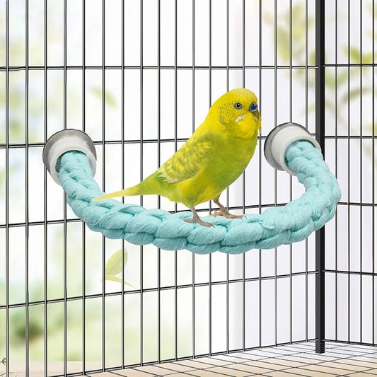 U Shape Bird Parrot Perch Stand Toy, Cotton Bendable Parakeet Standing Climbing - Image 2