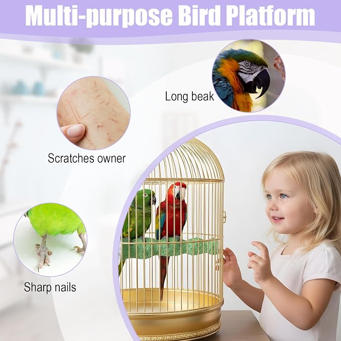 Bird Beak Grinding Stone 2 Pcs Bird Parrot Cage Perch Stand Platform Foot Claws - Image 7