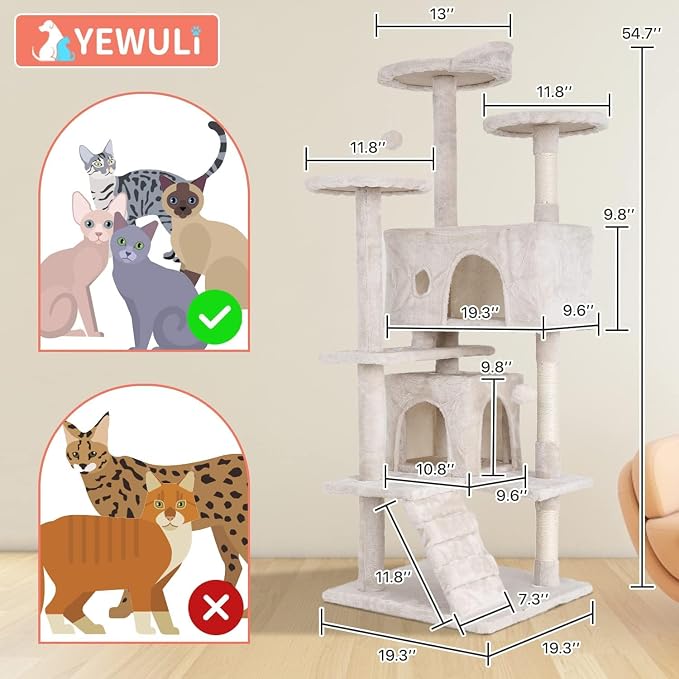 54in Cat Tree Cat Climbing Tower - Image 7