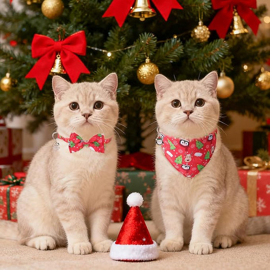SCENEREAL Christmas Cat Bandana Collar - Image 2