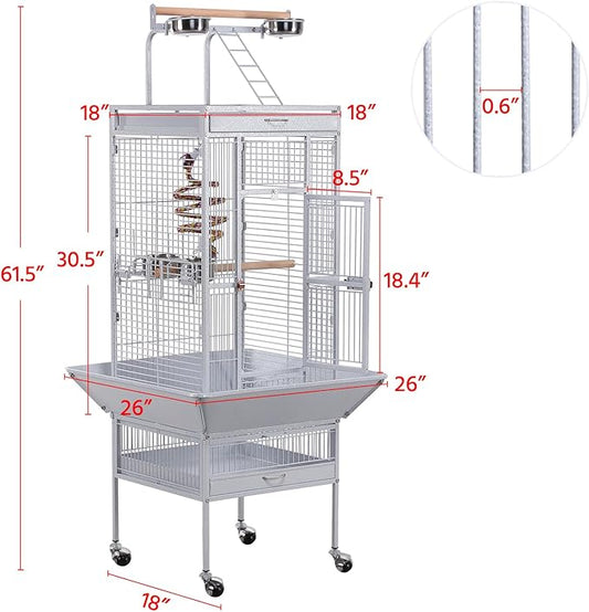 Yaheetech Wrought Iron Bird Cages, Play Top Large Aviary - Image 2