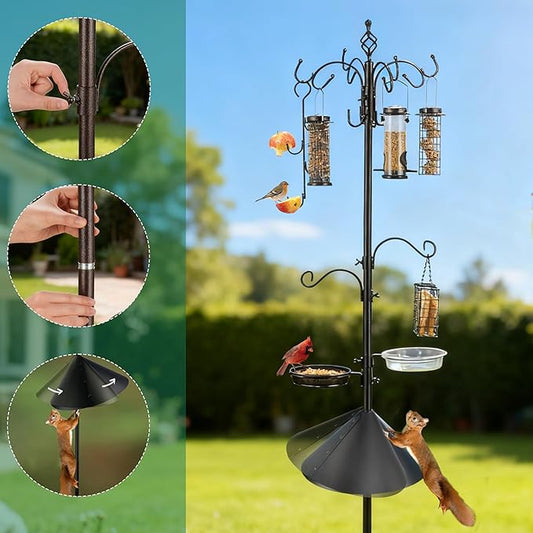 Bird Feeding Station Kit with Squirrel Baffle Bird Feeder Pole with Suet Cage - Image 2