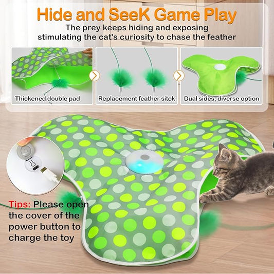 Interactive Cat Toys Rechargeable, Moving Concealed Feathers, Real Mouse Squeaky - Image 2