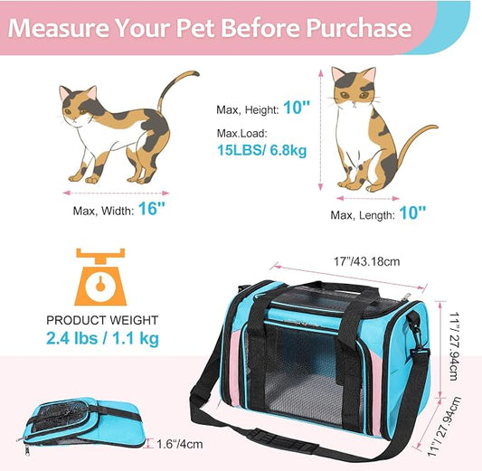 Discala Cat Dog Carrier Up to 15 Lbs TSA Airline Approved Pet Carrier - Image 2
