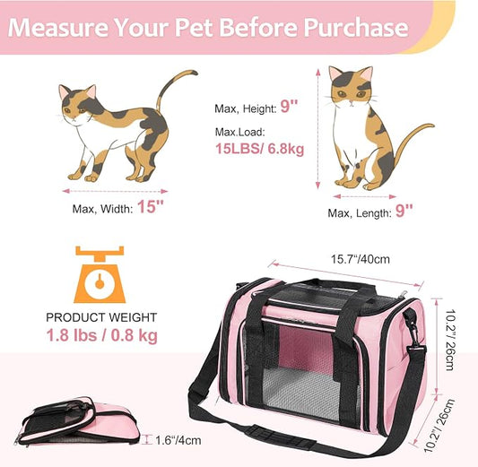 Discala Cat Dog Carrier Up to 15 Lbs TSA Airline Approved Pet Carrier - Image 2