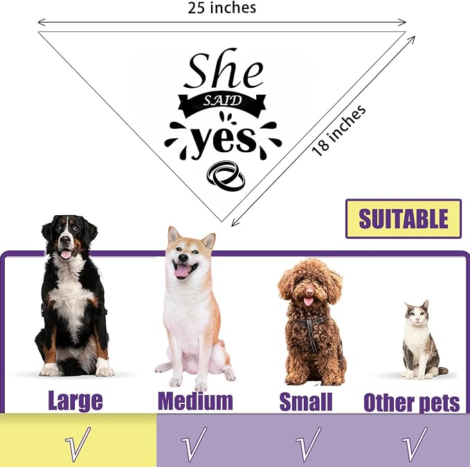 She Said Yes Dog Bandanas, Wedding Dog Scarf, Engagement Announcement Pet Scarf - Image 6