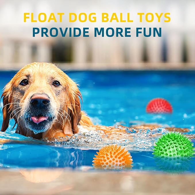 SHARLOVY 3'' Squeaky Balls for Small Dogs, 4 Colors Spiky Dog Balls for Puppy - Image 9
