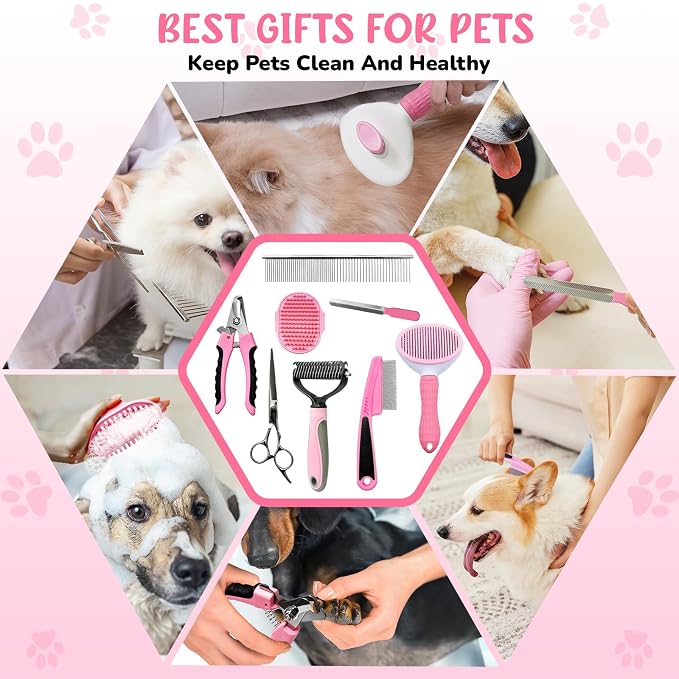 Dog Brush & Grooming Kit – 9-Piece Pet Brush & Deshedding Set - Image 8