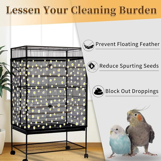 Daoeny Bird Cage Seed Catcher, Large Bird Cage Cover, Adjustable Soft Airy - Image 2