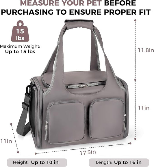 Dog, Cat Carrier for Pets Up to 15 Lbs, Airline Approved Collapsible Soft-Sided - Image 2