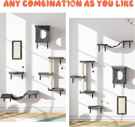 NUNU LAB Cat Wall Shelves Set, Bridge Ladder, Scratching Post, Indoor Cat - Image 2