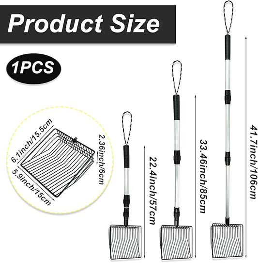 Chicken Poop Scooper 3 in 1 Adjustable Long Handle Litter Metal Scoop Heavy - Image 2