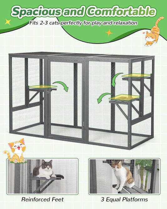 Catio Outdoor Cat Enclosure, Wooden Large Catios - Image 2