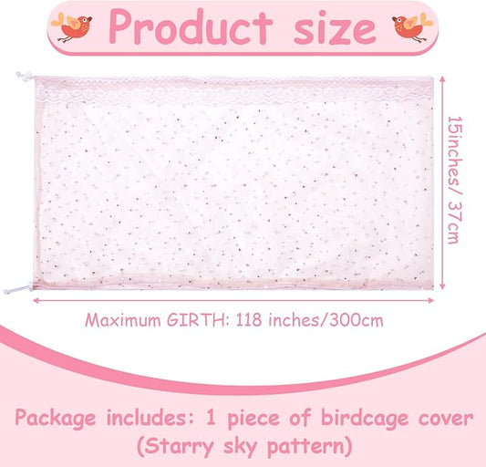 Shappy Large Bird Cage Cover, Bird Cage Seed Catcher, Adjustable Star Pattern - Image 2
