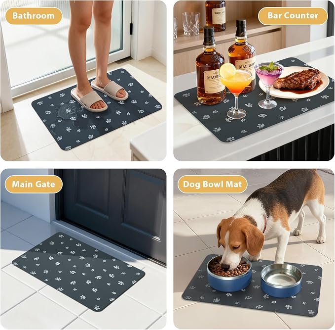 Dog Food Mat, Diatom Ooze Cat Water Mats Non Slip - Image 7