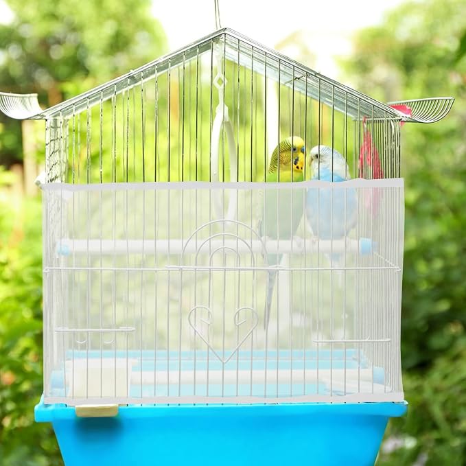 2 PCS Bird Cage Seed Catcher Airy Gauze Bird Cage Cover White Birds Cages Net - Image 7