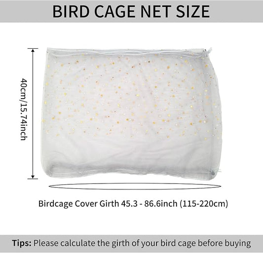 Bird Cage Seed Catcher, 45-90'' Adjustable Cover, Universal Nylon Mesh Net - Image 2