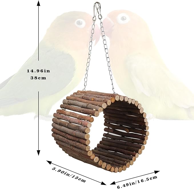 Bird Parrot Swing Toys, Hanging Bird Tree Caves, Natural Apple Wood Parrot - Image 6